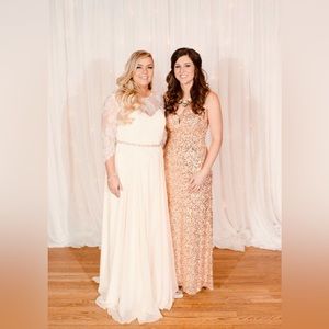 EUC Hailey Adrianna Papell rose gold sequin gown